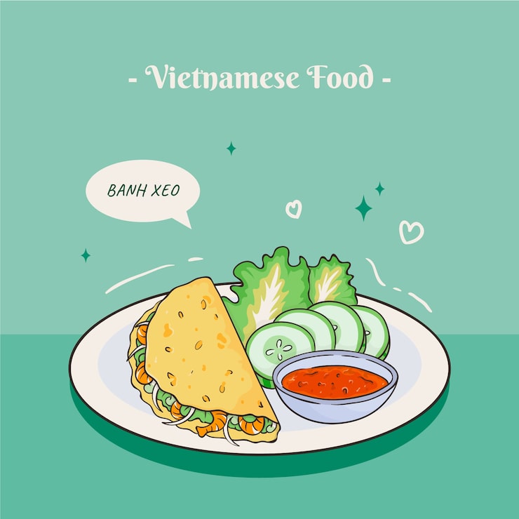 Miễn phí Vector hình minh họa món ăn việt nam vẽ tay thiết kế phẳng