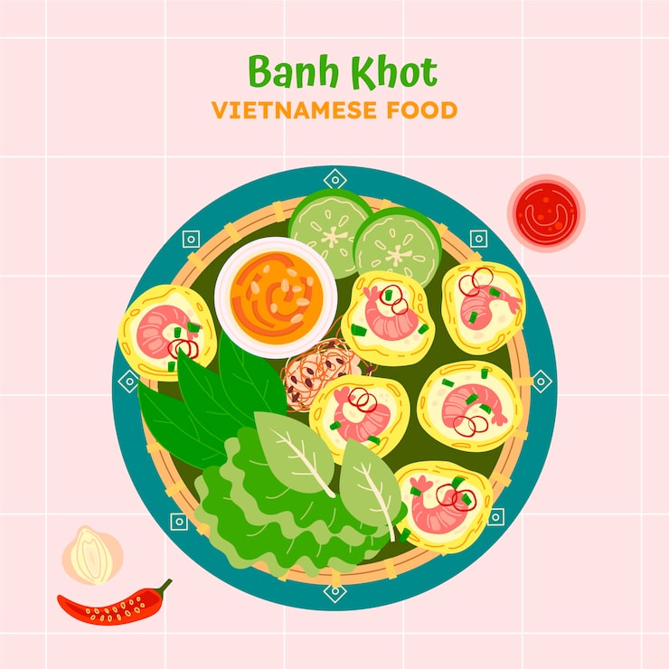 Miễn phí Vector hình minh họa món ăn việt nam vẽ tay thiết kế phẳng