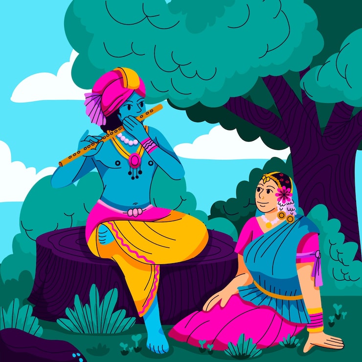 Miễn phí Vector hình minh họa radha và krishna phẳng
