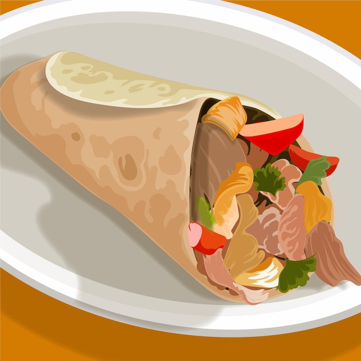 Miễn phí Vector hình minh họa shawarma ngon miệng chi tiết