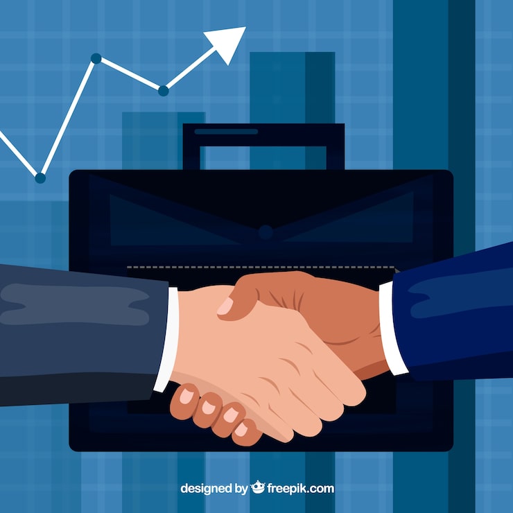 Miễn phí Vector hình nền bắt tay kinh doanh theo phong cách phẳng