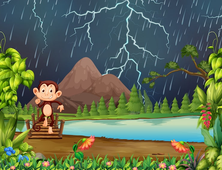 Miễn phí Vector khỉ trong rừng có sét