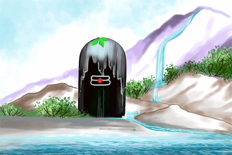 Miễn phí Vector lễ kỷ niệm maha shivratri của thần shiva với nền shivling