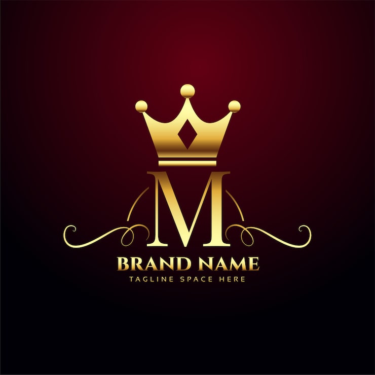 Miễn phí Vector logo chữ m dạng monogram với vương miện vàng