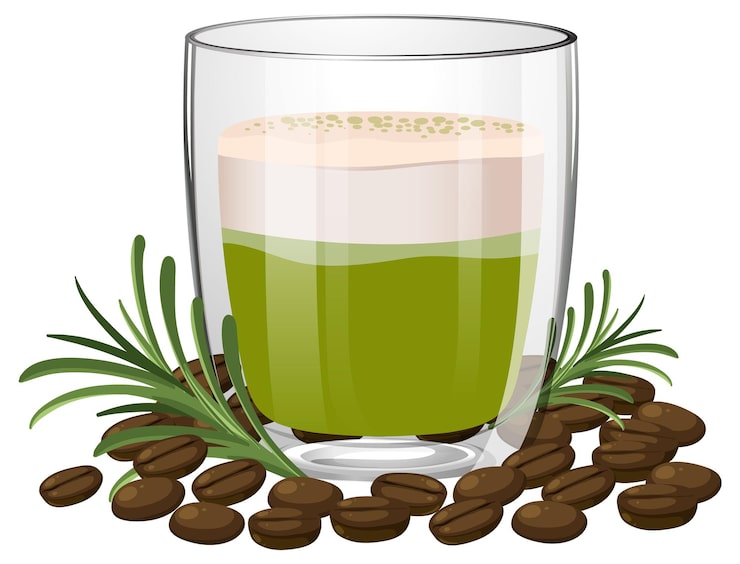 Miễn phí Vector matcha latte với hạt cà phê