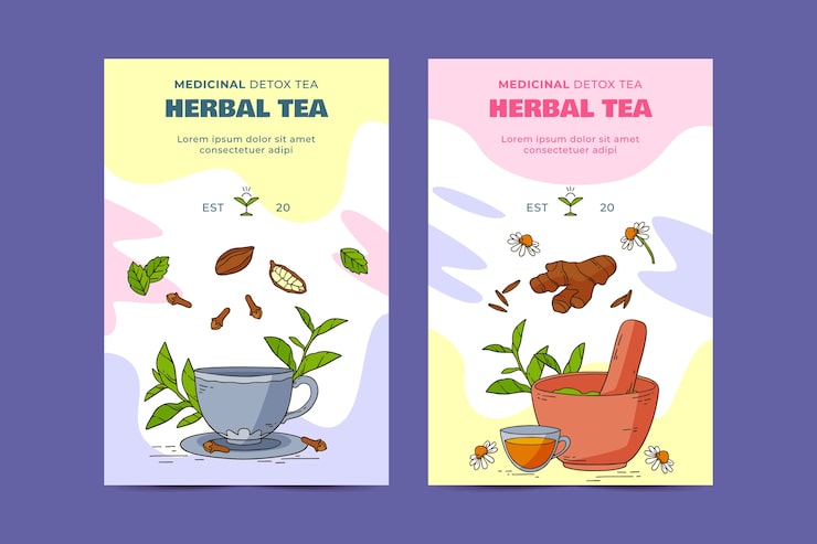 Miễn phí Vector mẫu đóng gói trà vẽ tay