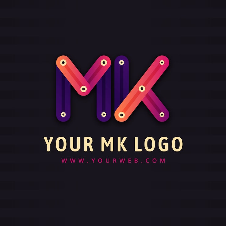 Miễn phí Vector mẫu logo gradient mk hoặc km