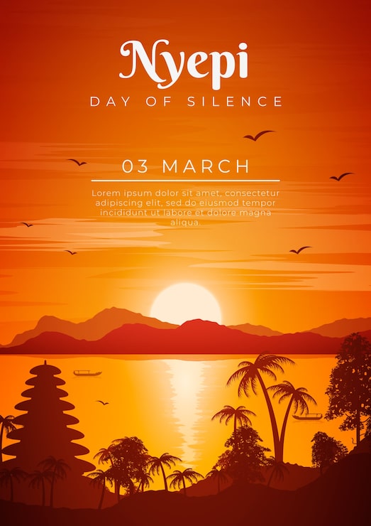 Miễn phí Vector mẫu poster dọc nyepi hiệu ứng gradient