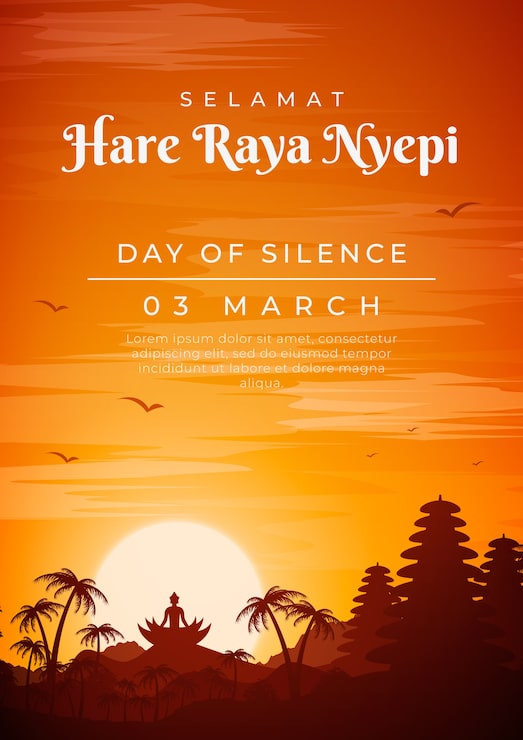 Miễn phí Vector mẫu poster dọc nyepi hiệu ứng gradient