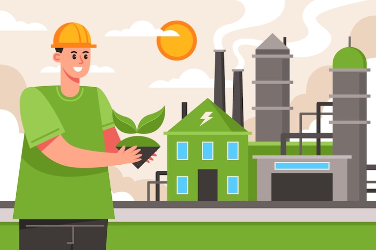 Miễn phí Vector minh họa biogas phẳng trong công nghiệp