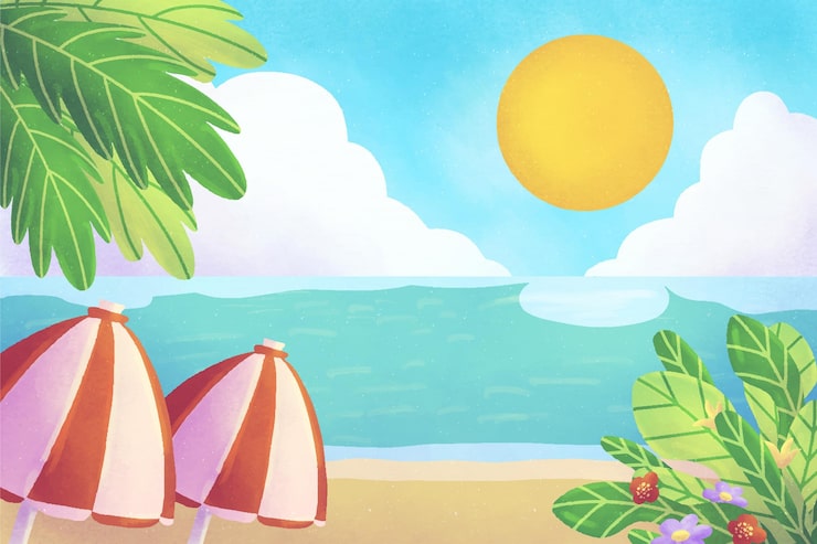 Miễn phí Vector nền hè màu nước vẽ tay cho cuộc gọi video
