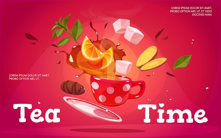 Miễn phí Vector nền hoạt hình giờ trà