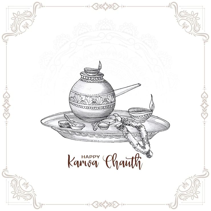 Miễn phí Vector nền lễ hội karwa chauth hạnh phúc với thiết kế đĩa trang trí