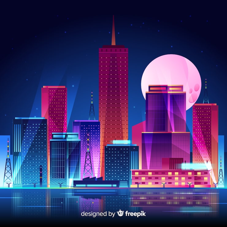 Miễn phí Vector nền thành phố đêm tương lai