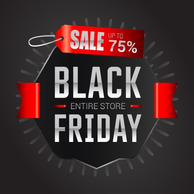Miễn phí Vector nền với nhãn và ruy băng đỏ cho black friday
