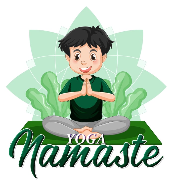 Miễn phí Vector người đàn ông tập yoga với chữ