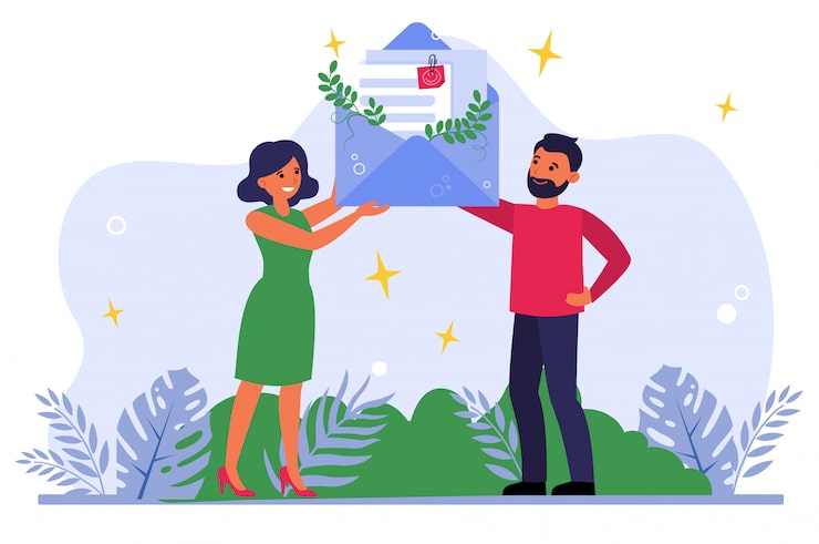Miễn phí Vector người đàn ông và phụ nữ nhận thư cảm ơn