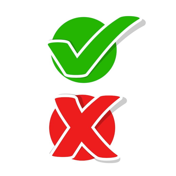 Miễn phí Vector nhãn dán dấu kiểm và dấu chéo phẳng