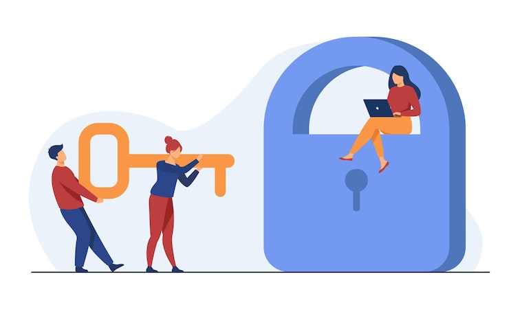 Miễn phí Vector những người tí hon mang chìa khóa mở khóa