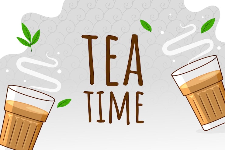 Miễn phí Vector quảng cáo trà chai ấn độ hoặc giờ trà với thiết kế lá xanh