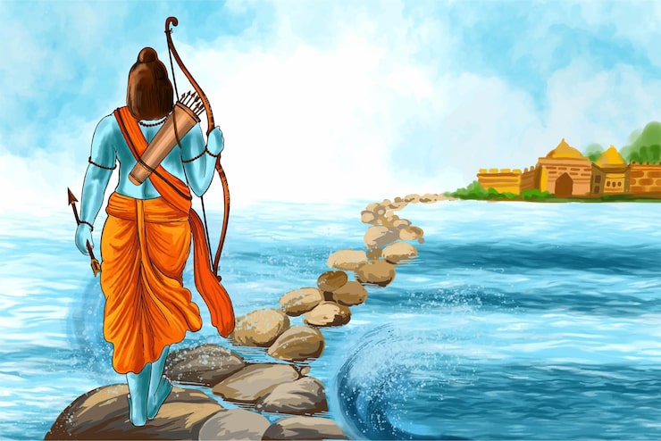 Miễn phí Vector shri ram navami với cung và mũi tên trên nền thiệp