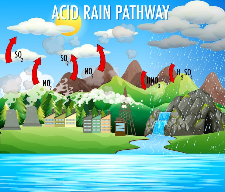 Miễn phí Vector sơ đồ đường đi của mưa axit