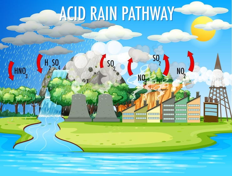Miễn phí Vector sơ đồ đường đi của mưa axit