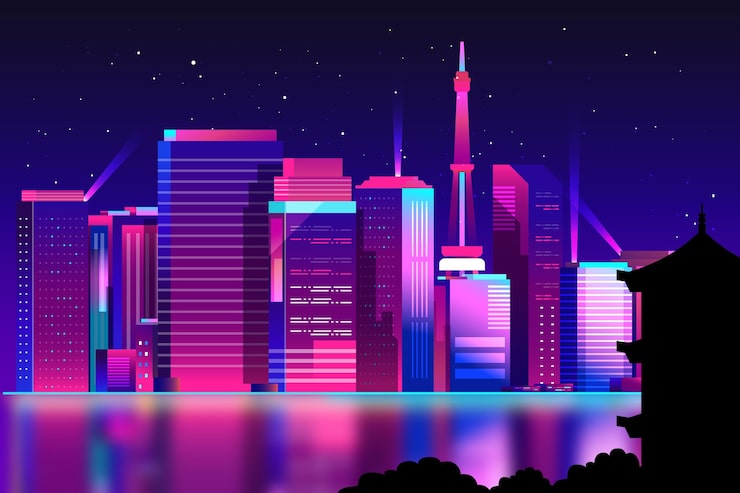 Miễn phí Vector thành phố tokyo trong ánh đèn neon