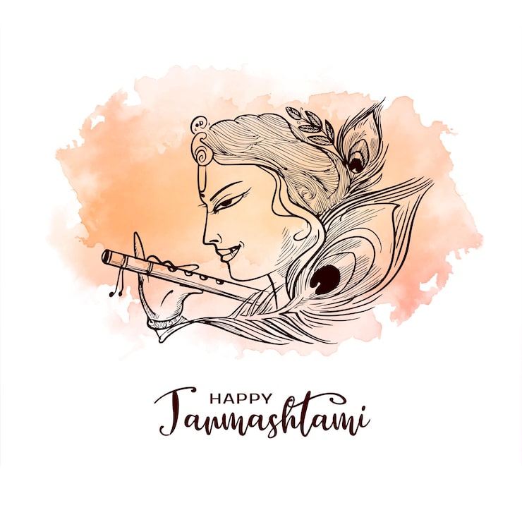 Miễn phí Vector thiệp chúc mừng lễ hội truyền thống janmashtami của ấn độ trang nhã và hạnh phúc