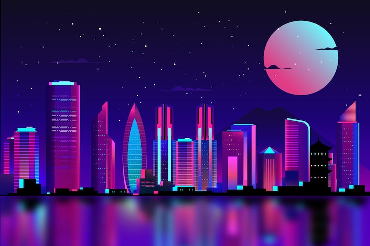 Miễn phí Vector tokyo trong ánh đèn neon trăng tròn