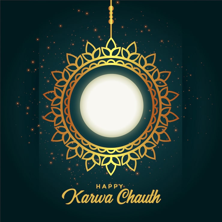 Miễn phí Vector trang trí karwa chauth vui vẻ với trăng tròn