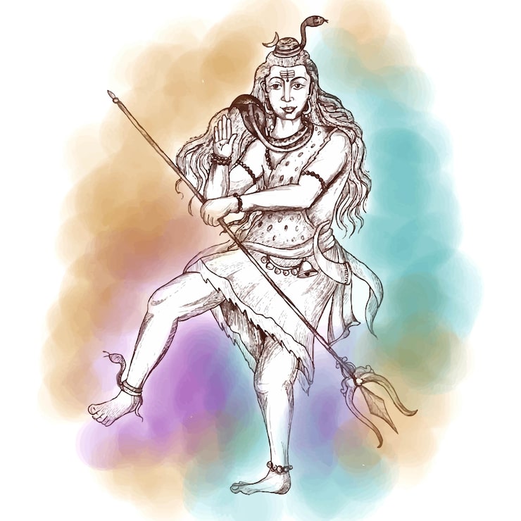 Miễn phí Vector vẽ tay phác thảo thần shiva của đạo hindu cho thiết kế thiệp maha shivratri của thần ấn độ