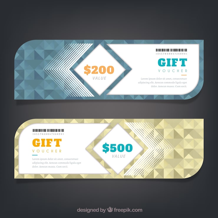 Miễn phí Vector voucher quà tặng với hình dạng hình học