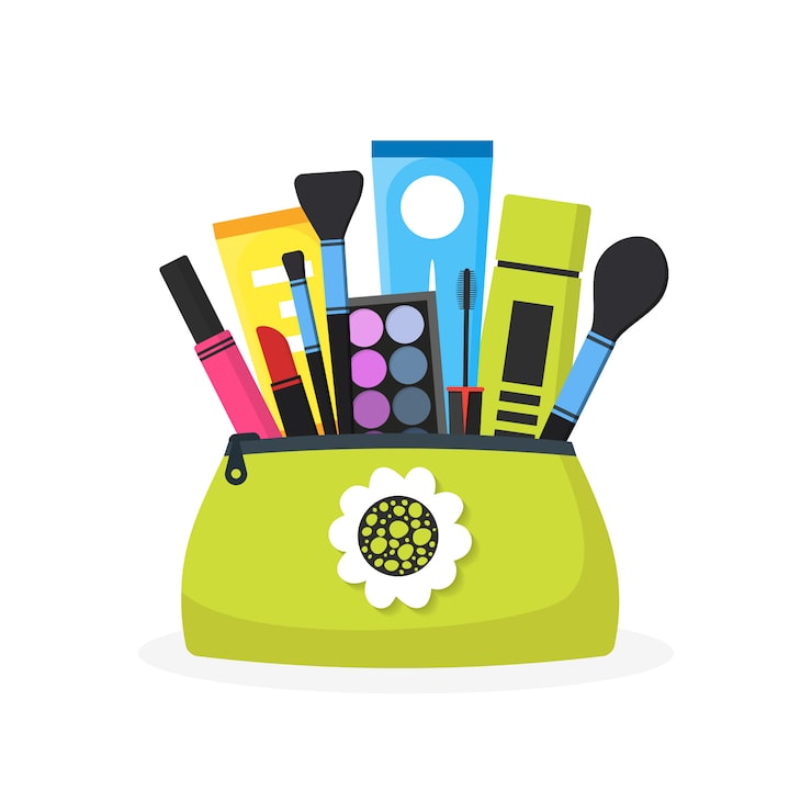 Vector bolsa cosmética femenina