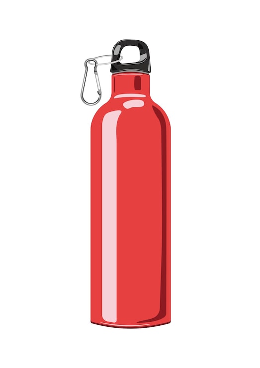 Vector botella de agua reutilizable termo metalizado rojo