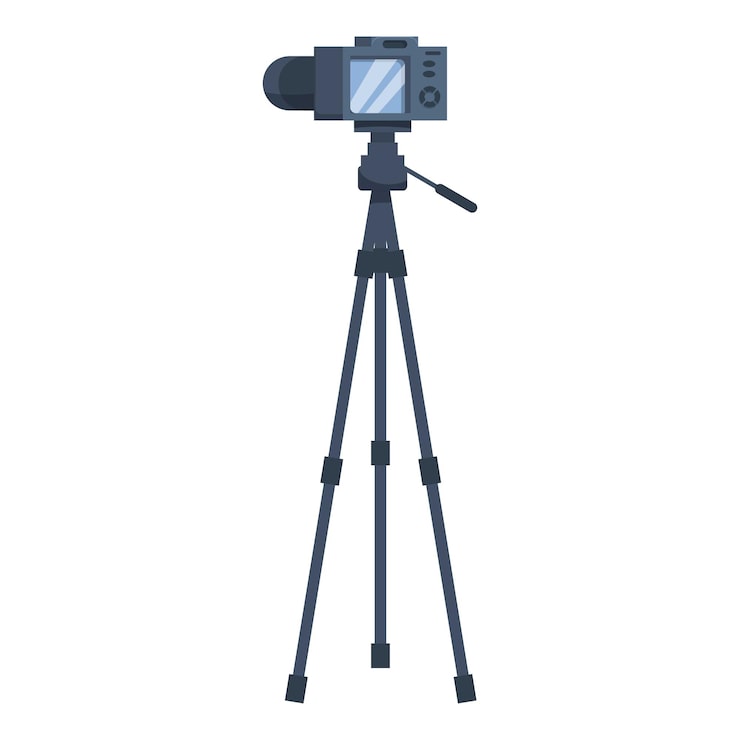 Vector cámara digital profesional en trípode para grabar un blog de video