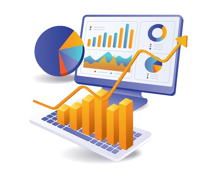 Vector campaña de datos de análisis de desarrollo empresarial.