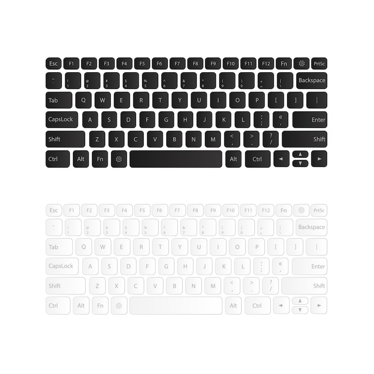 Vector un conjunto de diseños de teclado. la disposición de los botones del teclado, ilustración.