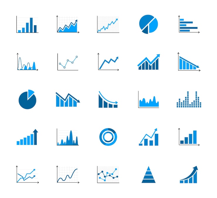 Vector conjunto de iconos de gráficos y gráficos de negocios