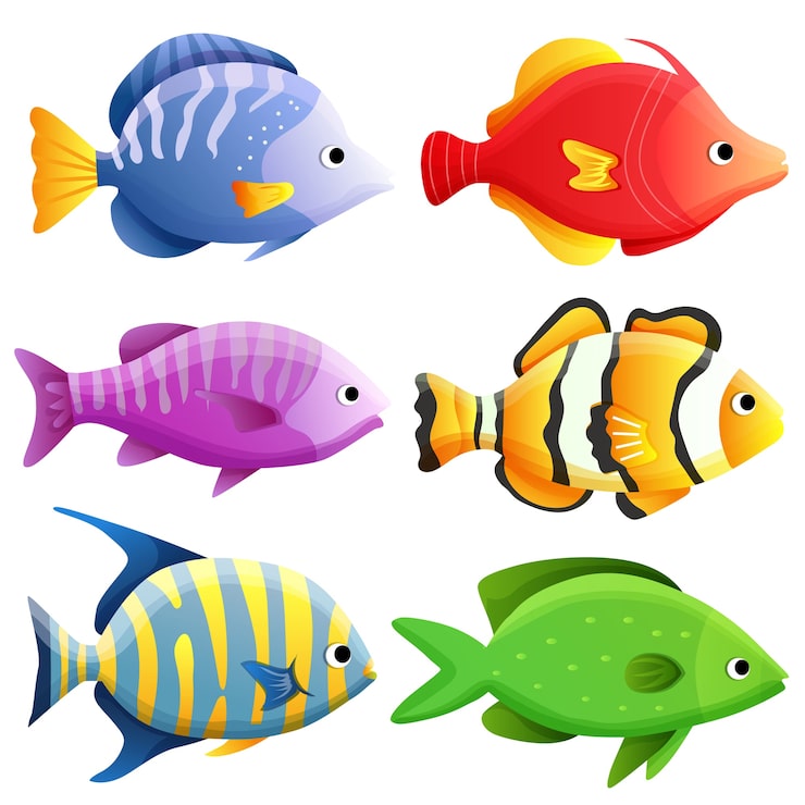 Vector conjunto de peces de mar