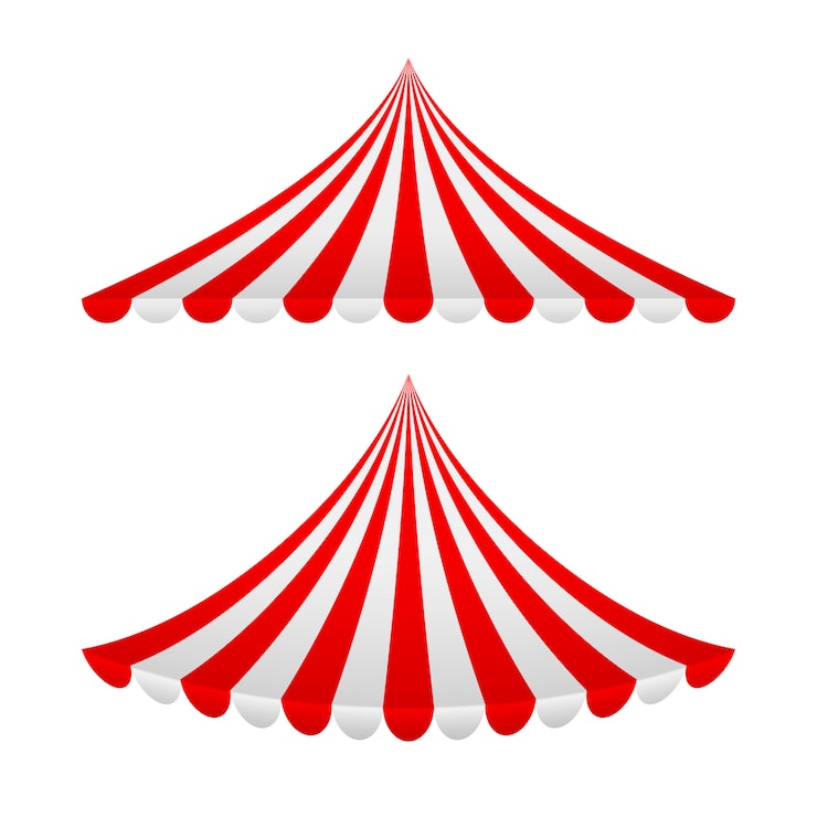 Vector conjunto de toldos a rayas. ilustración