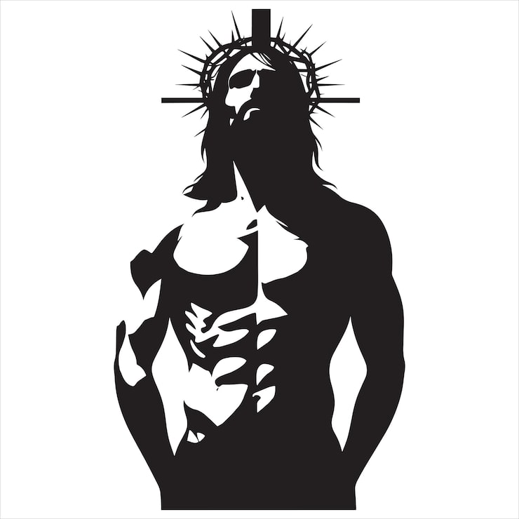Vector cruz con jesús cristo silueta de arte feliz día de la ascensión de jesucristo sacrificio del mesías