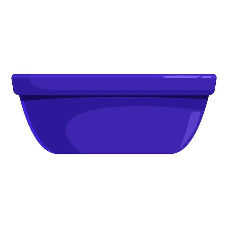 Vector un cuenco azul vacío de pie sobre un fondo blanco