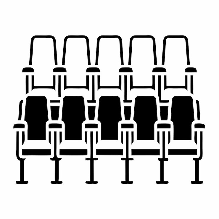 Vector un dibujo en blanco y negro de una habitación con sillas y un fondo blanco
