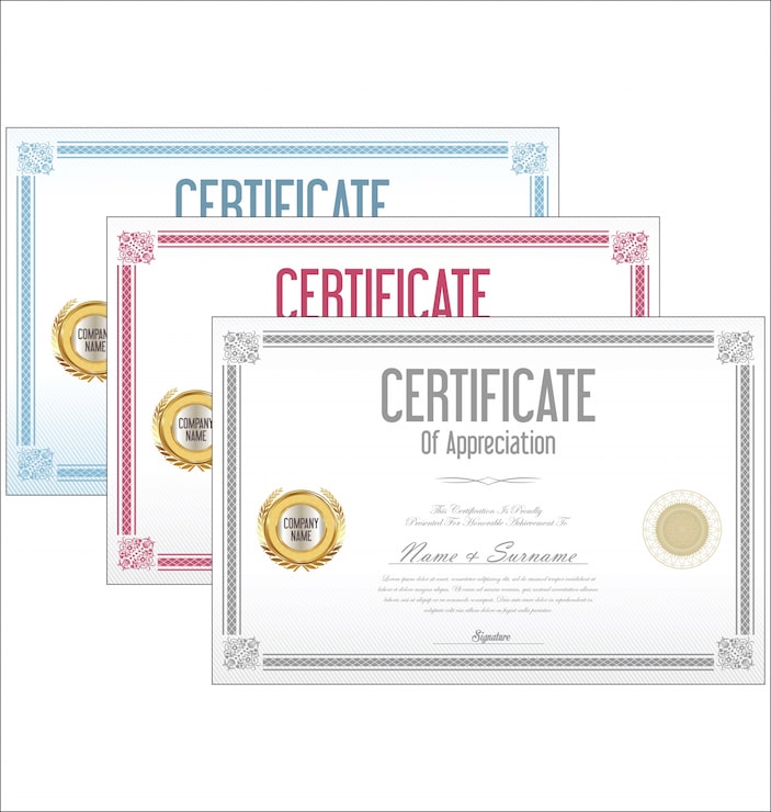 Diseño retro colección de certificado