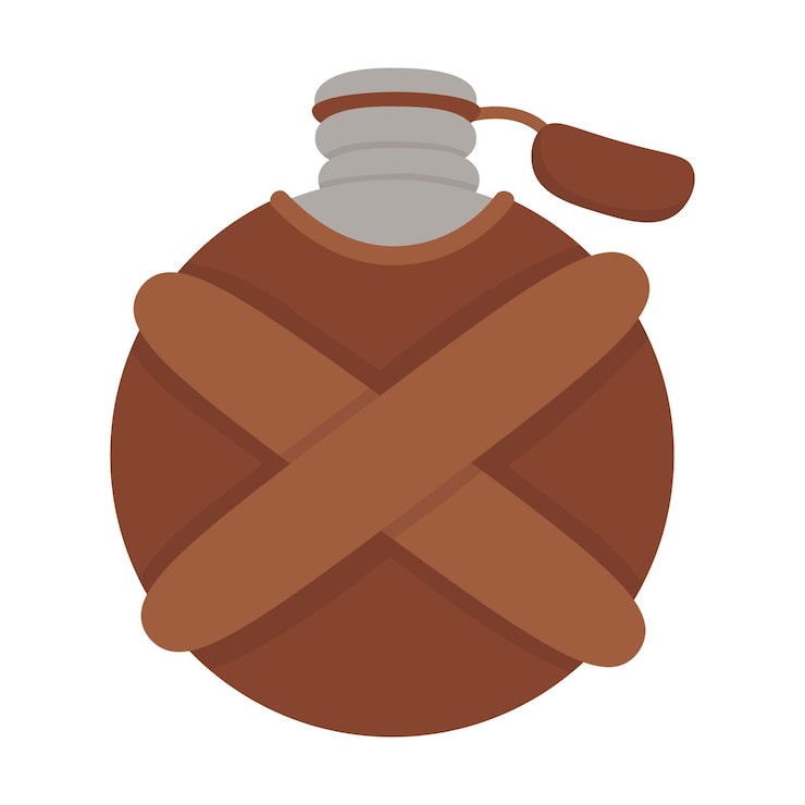 Vector doodle clipart plano frasco de agua del viajero todos los objetos están repintados