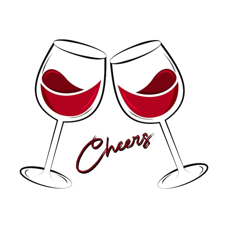 Vector dos copas de vino chocando sobre fondo blanco