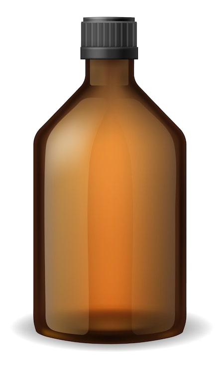 Vector envase cosmético o médico de vidrio marrón maqueta de botella