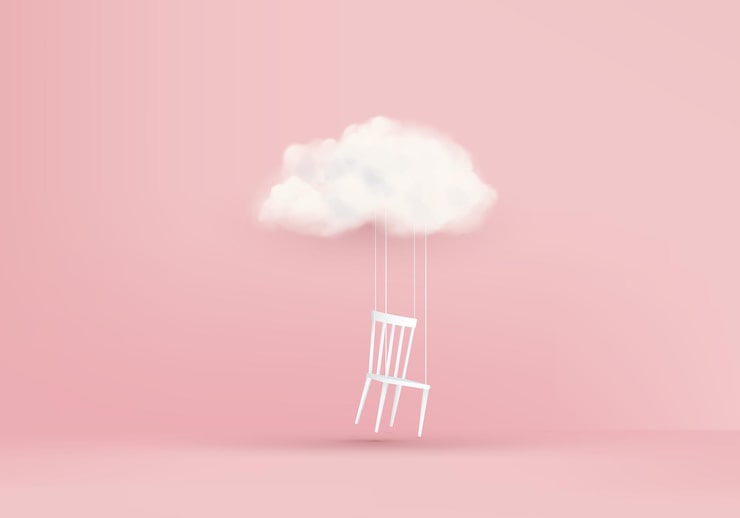 Vector foto de una silla en una silla con una nube por encima