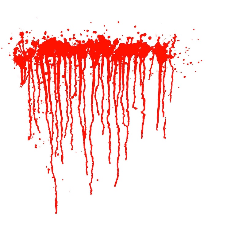 Vector goteo de pintura roja aislado sobre fondo blanco.